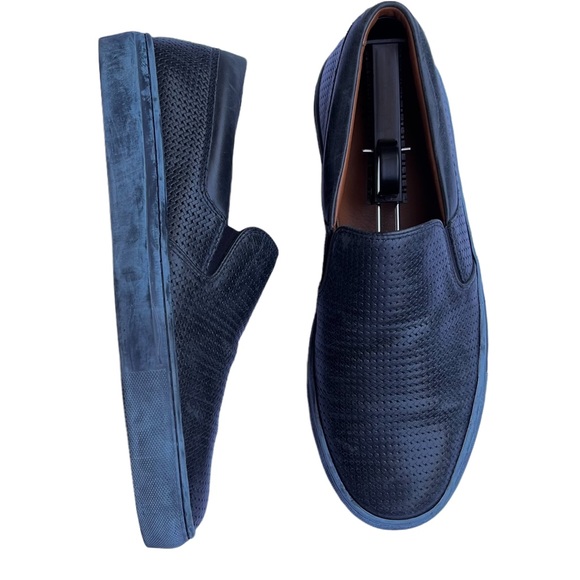 Aquatalia Leather Woven Slip Ons in Navy Size 10 main image 4